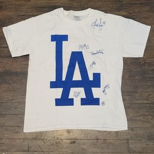 Autographed LA Dodgers White Youth/Kids Large T-Shirt L  Baseball Tee